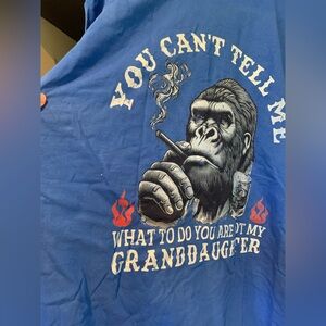 Monkey Sober Blue Graphic T-Shirt with Gorilla Print New
